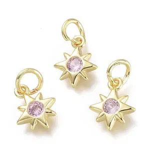Brass Micro Pave Cubic Zirconia Pendants