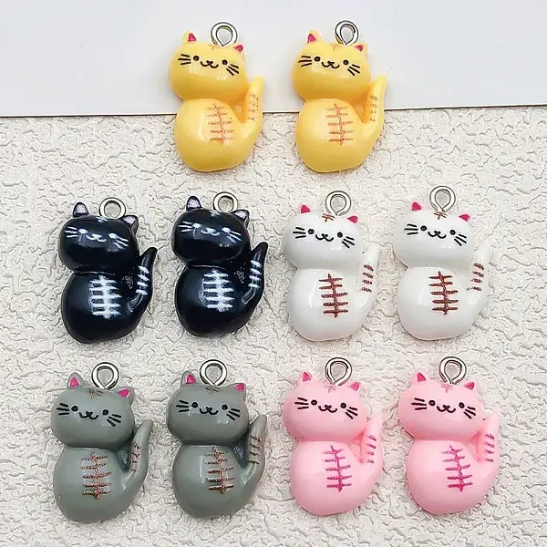 10Pcs 5 Colors Opaque Resin Pendants