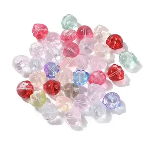 35Pcs Transparent Spray Painted Glass Beads