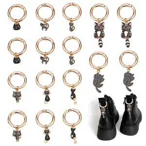16Pcs 8 Styles Cat Shape Alloy Enamel Shoes Charms