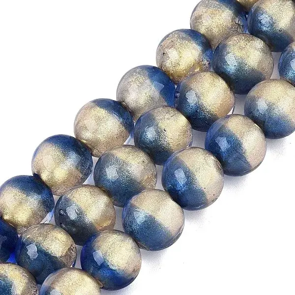 Handmade Lampwork with Gold Powder Beads Strands