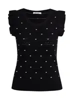 Orsay Černé dámské puntíkované svetrové tričko - Dámské
