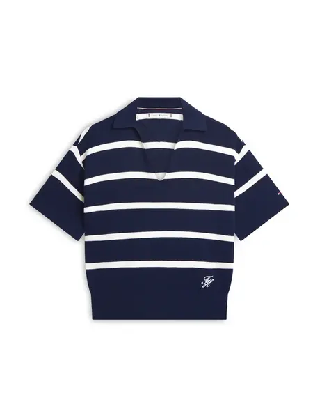 TOMMY HILFIGER Sveter  tmavomodrá / biela