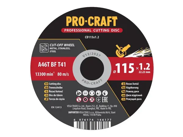 Kotouč řezný PROCRAFT 115x1.2mm