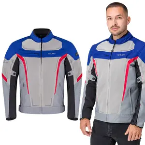 Letní pánská moto bunda W-TEC Mirelio šedo-modro-červená 4XL