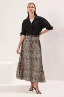Trendyol Brown Leopard Patterned Woven Skirt