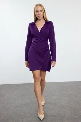Trendyol Purple Plain Woven Dress