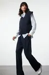 Trendyol Navy Blue Crop Soft Texture Knit Sweater