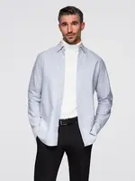 Ombre Elegant men's oxford shirt with embroidery - blue