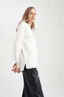 DEFACTO Relax Fit Crew Neck Basic Plain Cashmere Textured Extra Soft Knitwear Sweater I6913az22wn