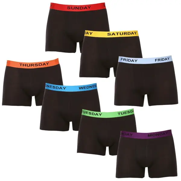 7PACK pánske boxerky čierne (7NB001-week) M
