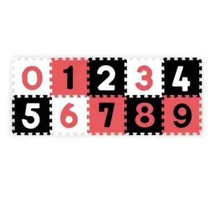 Penové puzzle - Čísla, 10ks, čierna / červená / biela
