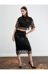 Koton Midi Sequined Sequin Skirt