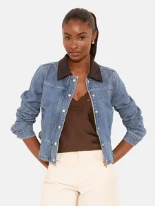 Lipsy Prechodná bunda  modrá denim / hnedá