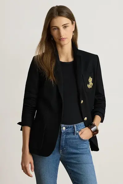 Lauren Ralph Lauren jednořadé sako dámské bavlněné s elastanem