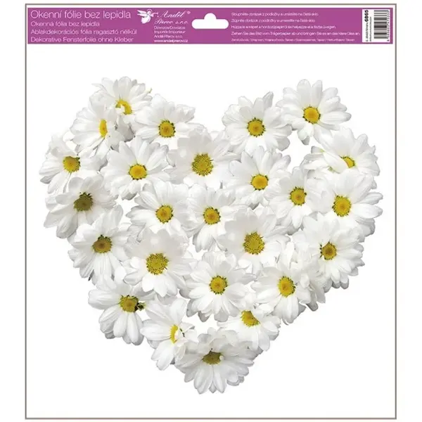 Anděl Okenná fólia Srdce z kvetov 30 x 33,5 cm biele