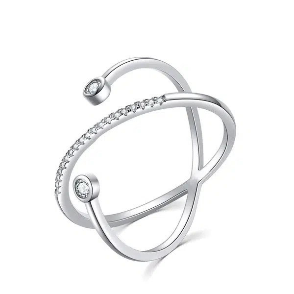 MOISS Originálne strieborný prsteň so zirkónmi R00020 54 mm