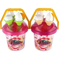 Sada na piesok plast vedierko + formičky zmrzlina 2 farby v sieťke