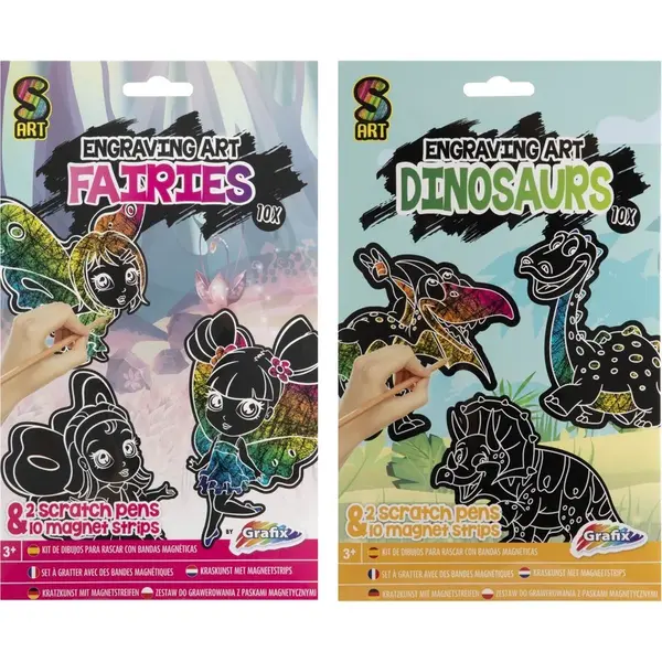 Vyškrabávacie magnety Víly + Dinosaury