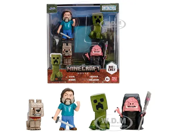 Set of 4 Diecast Figures "A Minecraft Movie" (2025) Movie "Metalfigs" Series Diecast Models by Jada