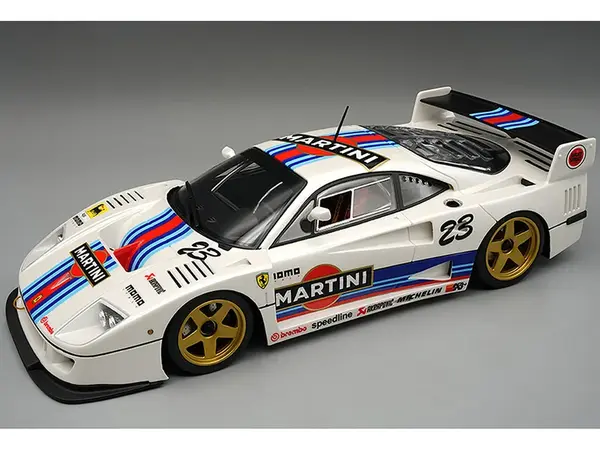 Ferrari F40 LM 23 "Martini Racing" White with Graphics and Gold 5 Spoke Rims "Mythos Series" Limited Edition to 110 pieces Worldwide 1/18 Model Car b