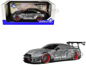 2020 Nissan GT-R (R35) RHD (Right Hand Drive) with Liberty Walk 2.0 Body Kit Dark Silver "Catalogue Design" 1/18 Diecast Model Car by Solido