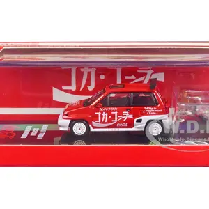 Honda City Turbo II RHD (Right Hand Drive) Red and White "Coca-Cola" with Honda Motocompo Scooter 1/64 Diecast Model Car by Inno Models