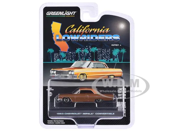 1963 Chevrolet Impala SS Convertible (Top Up) Bronze Metallic "California Lowriders" Series 6 1/64 Diecast Model Car by Greenlight