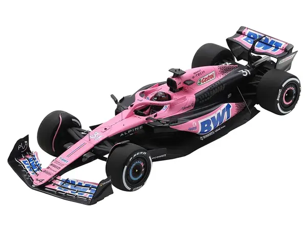 Alpine A523 31 Esteban Ocon "BWT" Formula One F1 Saudi Arabian GP (2023) with Acrylic Display Case 1/18 Model Car by Spark