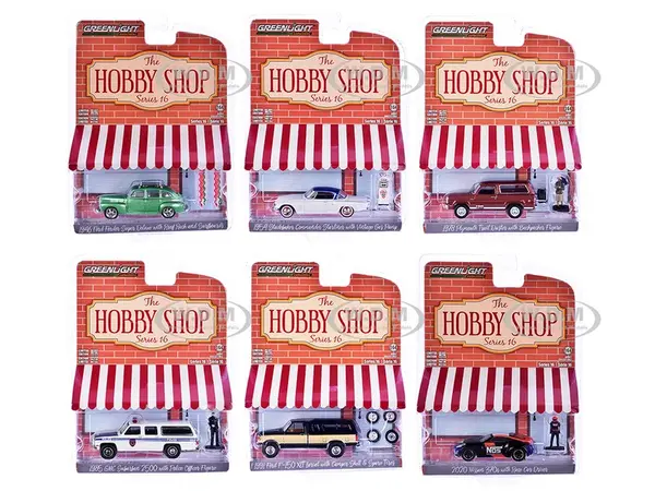 "The Hobby Shop" Set of 6 pieces Series 16 1/64 Diecast Model Cars by Greenlight