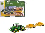 John Deere 9RX 590 Tractor Green with Two 1812D C Scrapers Yellow 1/64 Diecast Model by ERTL TOMY