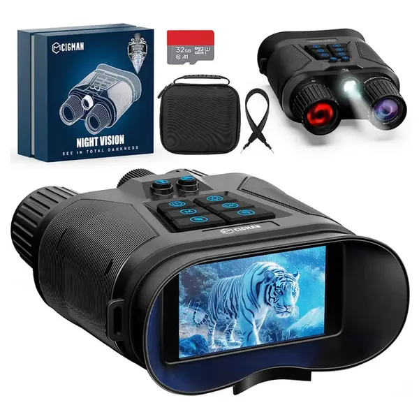 CIGMAN CNV02 Night Vision Binoculars - 3inch Screen 5000mAh Battery 3 Levels IR 8x Digital Zoom Perfect for Outdoor Use
