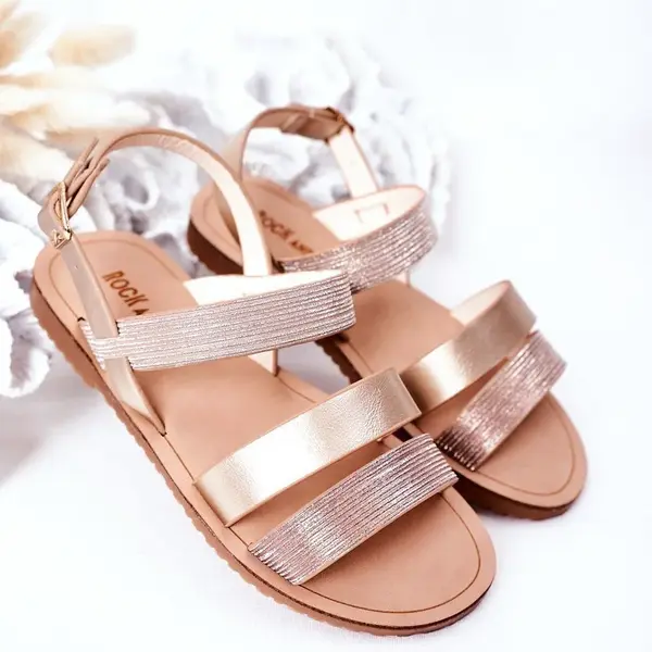 Boto Dětské Lesklé Sandály Růžové Zlato Natalie