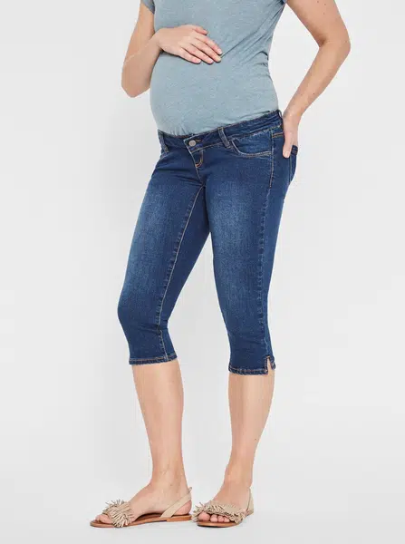 Modré tehotenské 3/4 slim fit rifle Mama.licious Lola