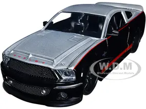 2008 Ford Shelby Mustang GT-500KR Silver and Black with Red Stripes "Bigtime Muscle" Series 1/24 Diecast Model Car by Jada