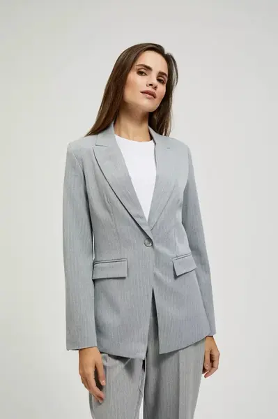 Marisse Single-Breasted Jacket With Delicate Gray Stripes