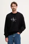 Mikina Calvin Klein Jeans pánská, černá barva, s potiskem, LV04RD234G