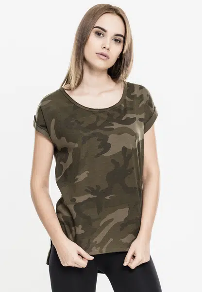 Dámské tričko Camo Back Shaped Olive camo