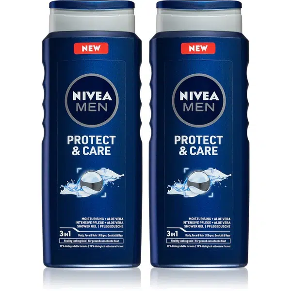 NIVEA MEN Protect & Care sprchový gel na obličej, tělo a vlasy výhodné balení 2 x 500 ml