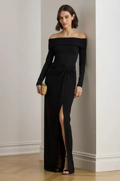 Šaty Lauren Ralph Lauren černá barva, maxi, přiléhavé, 253982108