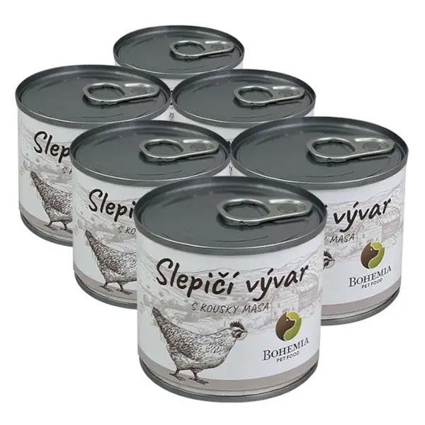 BOHEMIA PET FOOD Vývar Slepačí s kúskami mäsa 6x140 ml