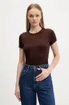 Tričko Tommy Jeans dámské, béžová barva, DW0DW17383