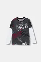 Dětské bavlněné tričko s dlouhým rukávem Guess