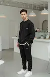 Trendyol Black Oversize/Wide Cut Text Printed Warm Sweatshirt Tracksuit