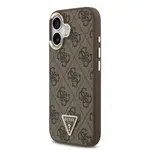 Zadní kryt Guess PU Leather 4G Strass Triangle Logo Gold Frame MagSafe pro Apple iPhone 17, hnědá