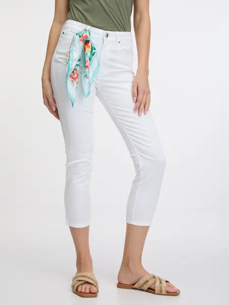 Bílé dámské skinny fit džíny s šátkem Guess 1981 Capri