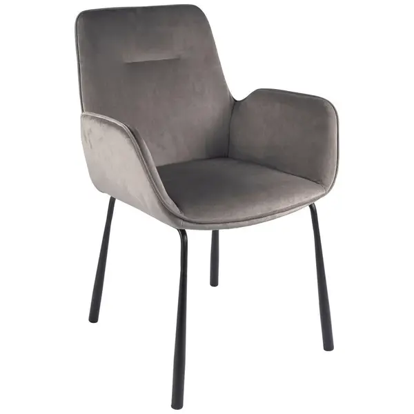 MID.YOU ŽIDLE S PODRUČKAMI, samet, šedá