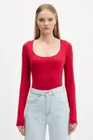 Tričko s dlouhým rukávem Hollister Co. červená barva, KI339-5251