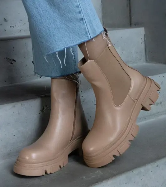 Gemre Amaris insulated beige ankle boots with a zipper eco leather