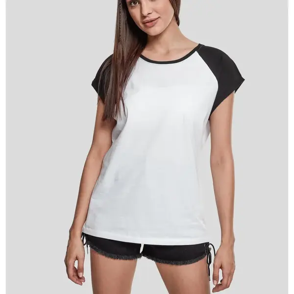 Women's contrasting raglan T-shirt white/black